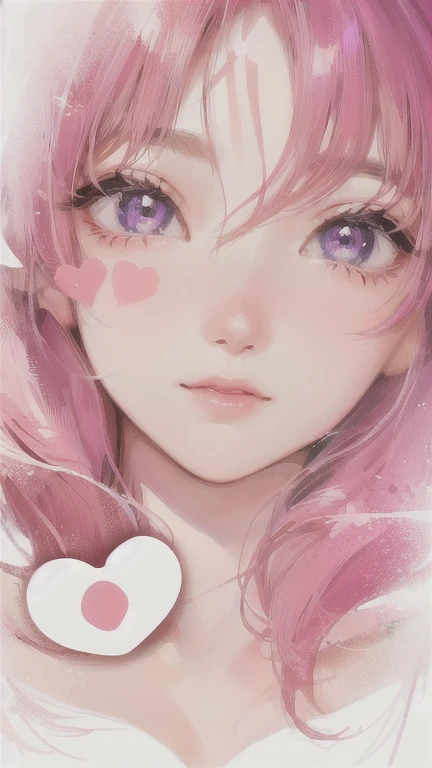 Close-up of a woman with a heart painted on her forehead, 1 8 is, 小さなHeart shaped face, フルHeart shaped face, With a cute - lovely - face, Small nose, Heart shaped face, Cute natural anime face, Chiho, A clear and pretty face, Ayami, Photo of your face, Cute Nose, Cute anime face