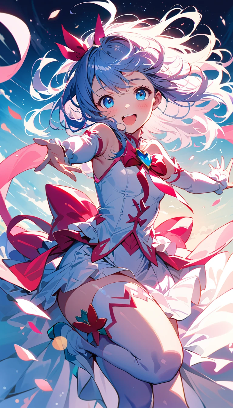 Magical Girl, Cherry Blossom, wind, happy, perfect quality, (masterpiece: 1.2) (realistic: 1.2) (bokeh) (best quality) (sensitive skin: 1.3) (intricate details) (8k) (Detail Eyes) (clear focus), whole body