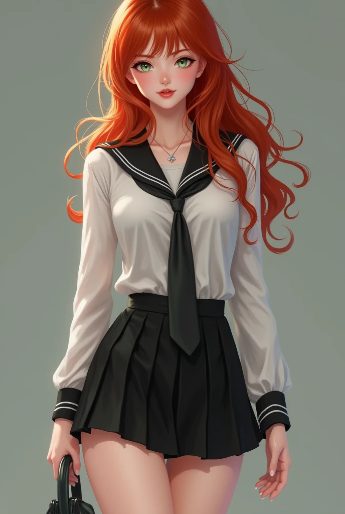 Cute highschool college redhead girl that wears shortest black mini skirt ever which is allowed to seem her upper legs.She is gorgeous with her pretty face.Her legs are so good.