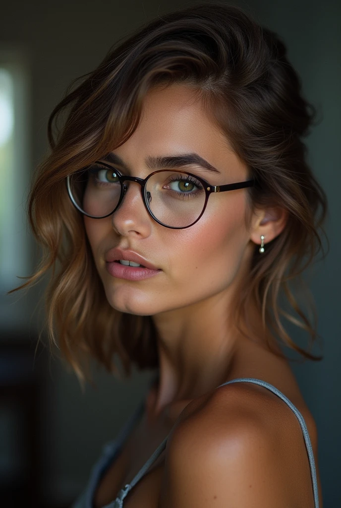 Generates a woman with glasses
