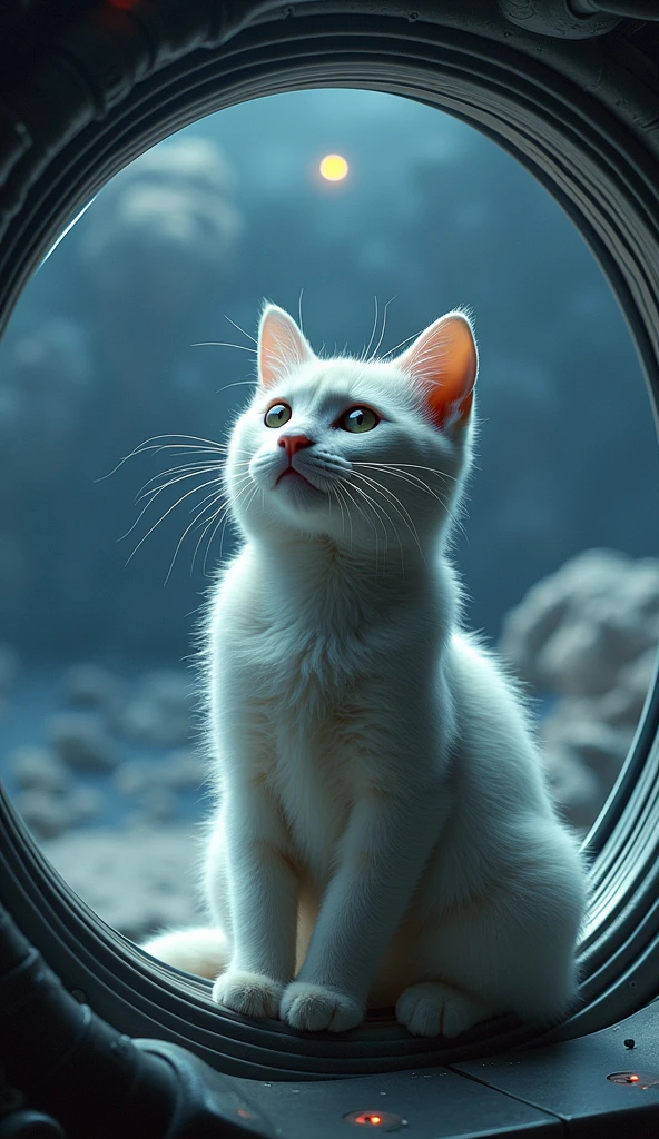 Photographic Ultra-Realism Inside the spaceship Through the glass3Space Cats ((multiple)) Is saluting The background is space