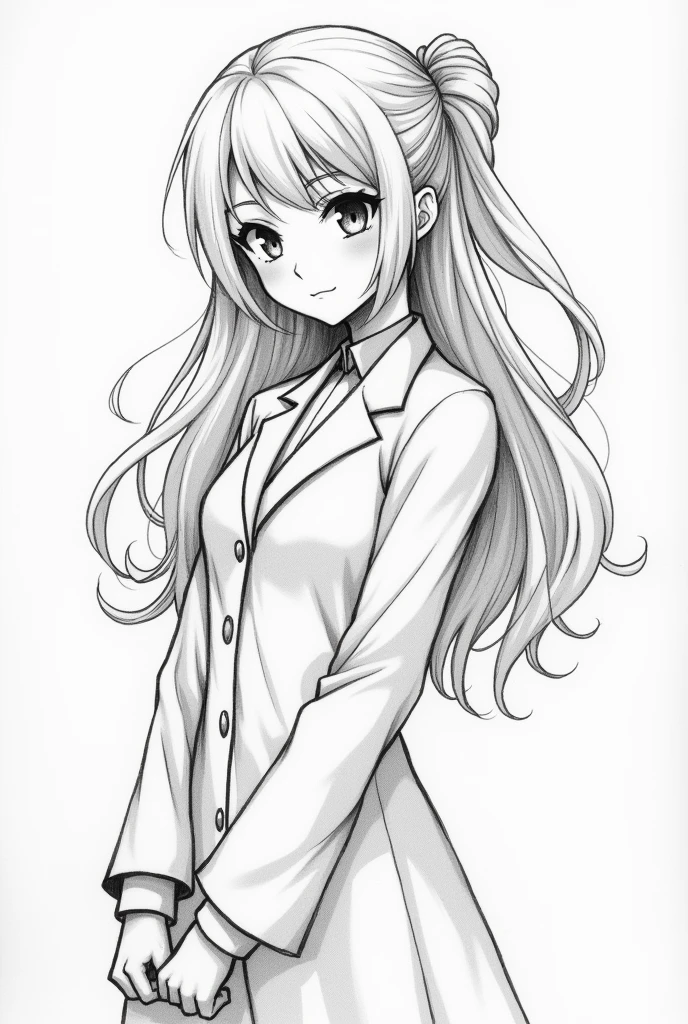 Drawing Of anime character Sketch strokes on paper.