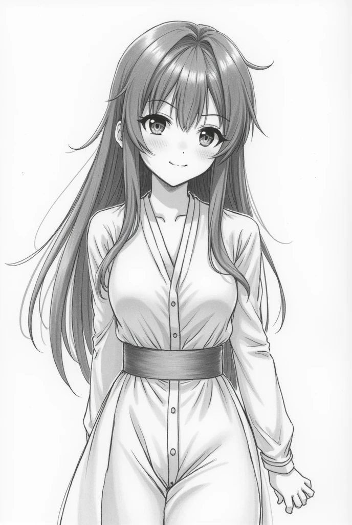 Drawing Of anime character Sketch strokes on paper.