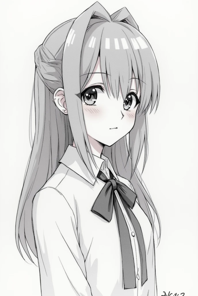 Drawing Of anime character Sketch strokes on paper.