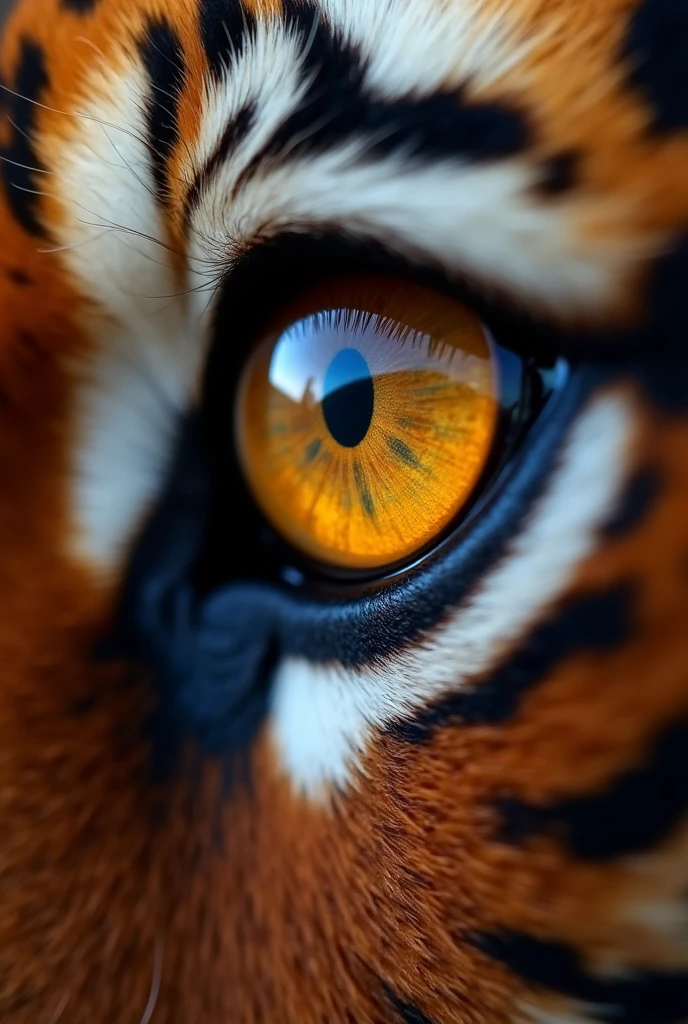 photo close up single tiger eye, front on angle --ar 9:16 --v 6 --stylize 750