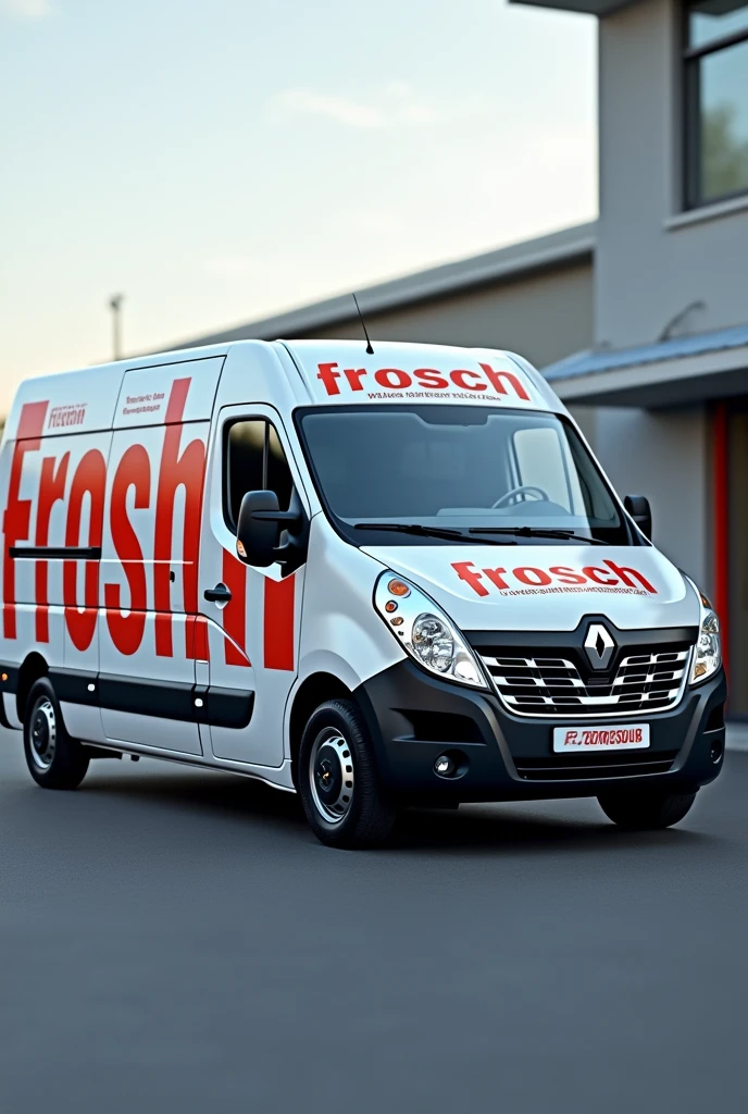 Advertising lettering on a Renault Master for Frosch Oberflächentechnik GmbH as a side view