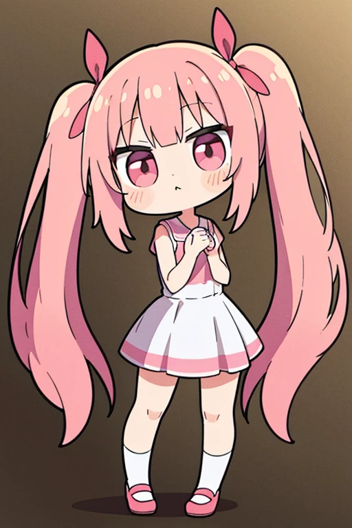 delicate、、Thick thighs、Pink Hair、Twin tails、Chibi、Young Girl、Short