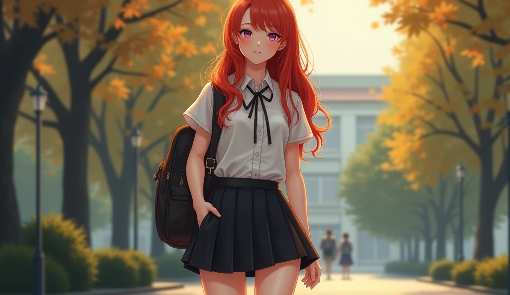 Cute highschool college redhead girl that wears shortest black mini skirt ever which is allowed to seem her upper legs.She is gorgeous with her pretty face.Her legs are so good to seem.Her boyfriend desires her everyday.