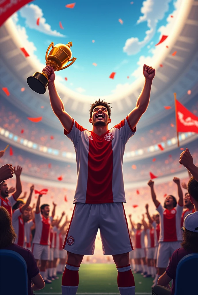 Create a banner of a player celebrating a UPARALeLo title