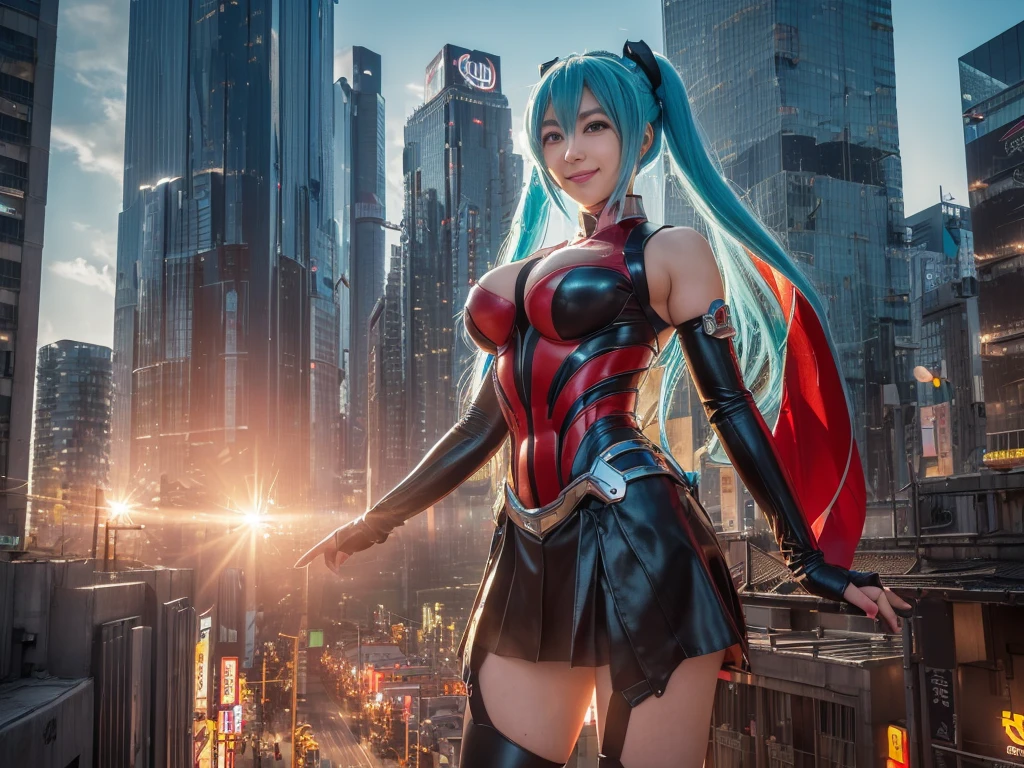 ((Colossal Titan Art、8k、Realistic、Hatsune Miku、Cosplay、Japanese women、Cosplayイヤー、Cute Smile、Big Breasts、非常に緻密なColossal Titan Art、Much larger than a skyscraper、very small metropolis, Miniature metropolis, 靴の高さ未満のMiniature metropolisで、A supergiant who crushes cities with his shoes、A gigantic girl of unimaginable size、Full body description、giga giantess, tera giantess, peta giantess、Crush City、Small Town、Micro City、The supergiant walks、high top view))、 (Alter ego art、8k、Realistic、Hatsune Miku、Cosplay、Japanese women、Cosplayイヤー、Cute smile、Big Breasts、非常に詳細なAlter ego art、hatsune-miku one girl clones, 1 girl is cloning, 10, 100, 1000, 10000, 100000, 10000000, 1000000000000)