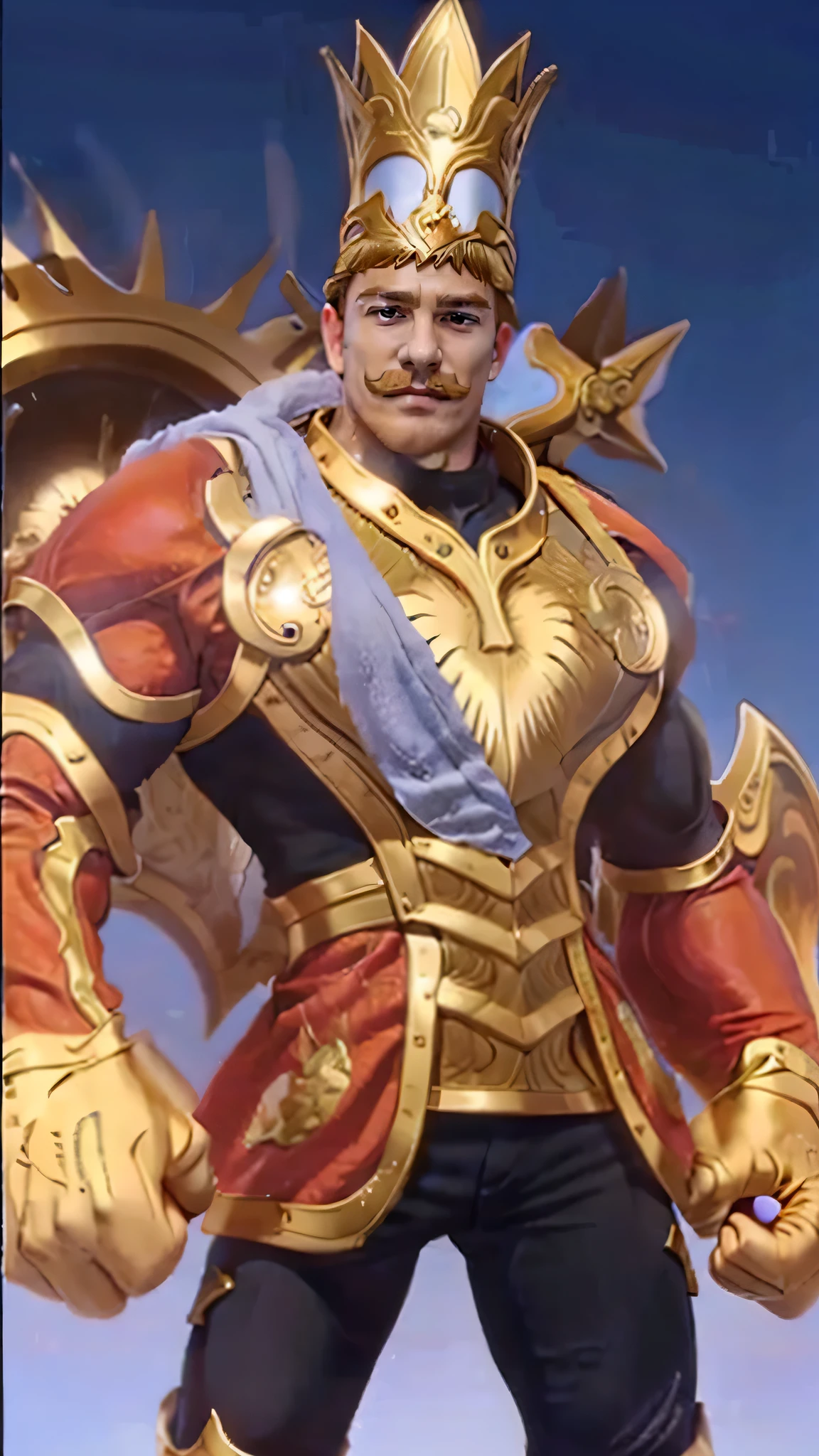 A man, hyper realistic,  black escanor moustache