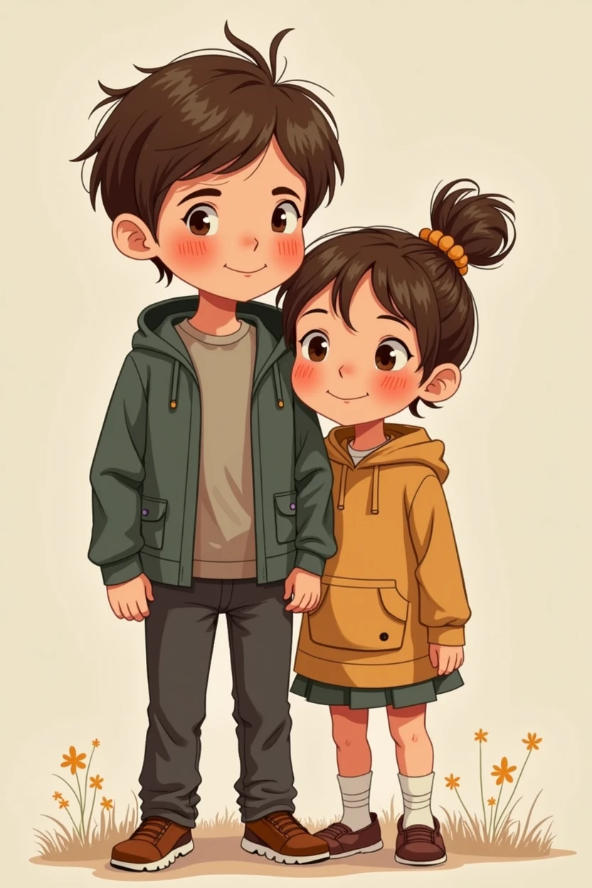 Image that says, Happy 4 months of dating Melissa my purrunguita I love you so much, In Spanish language, with an image of a couple of children, one tall with brown hair and the girl a little shorter than the boy with brown hair, stylo gacha life