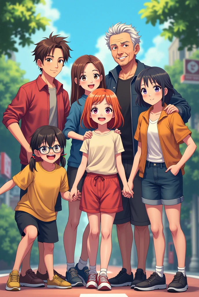 Five brother and four senior sister group picture casual colourful dress
anime cartoon