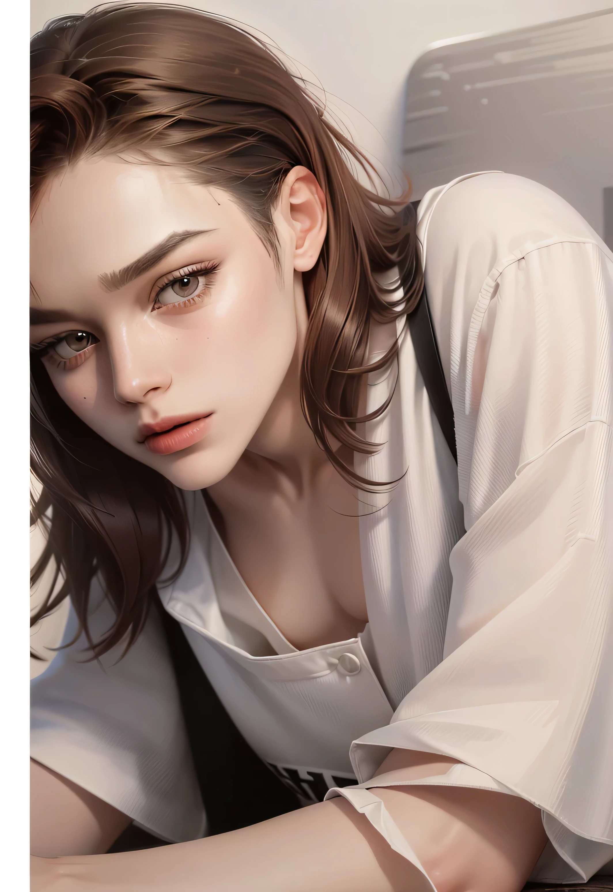 Use the image below I want the same but in color with high quality and high resolution 4000x4000 pixels black and brown hair 