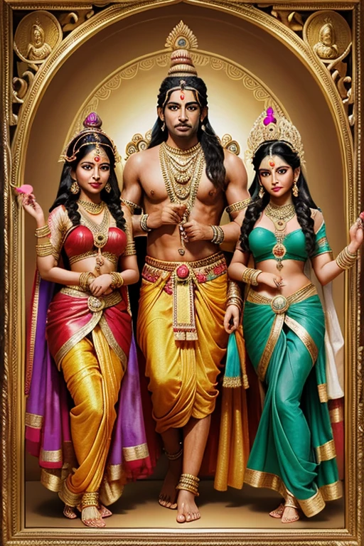 I want lord Krishna,Shiva,Rama,Hanuman and goddess Lakshmi, parvathi, Sita, Radha together in one frame