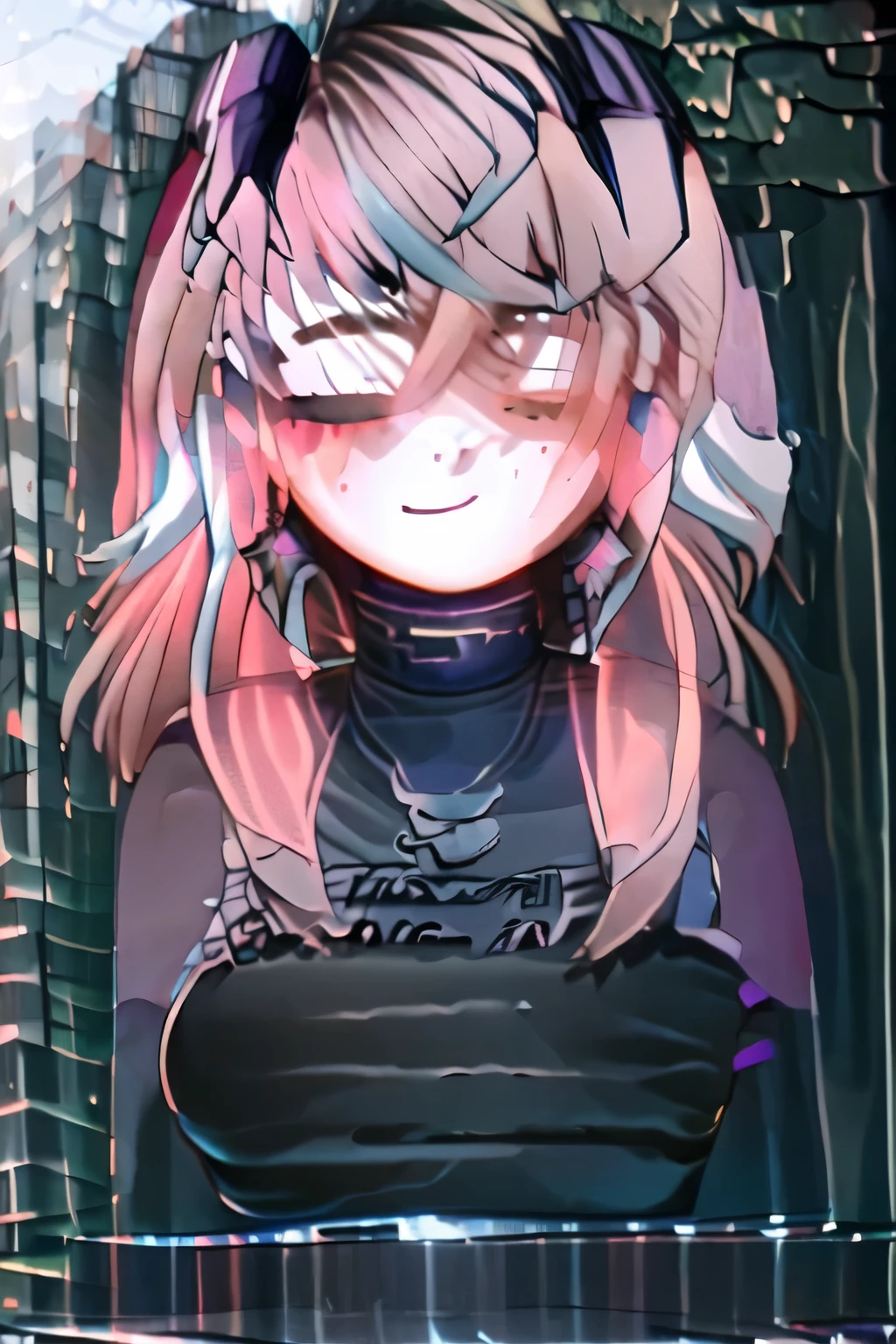 Cute Emikukis smiling and closing her eyes holding a sign that says Ricardo