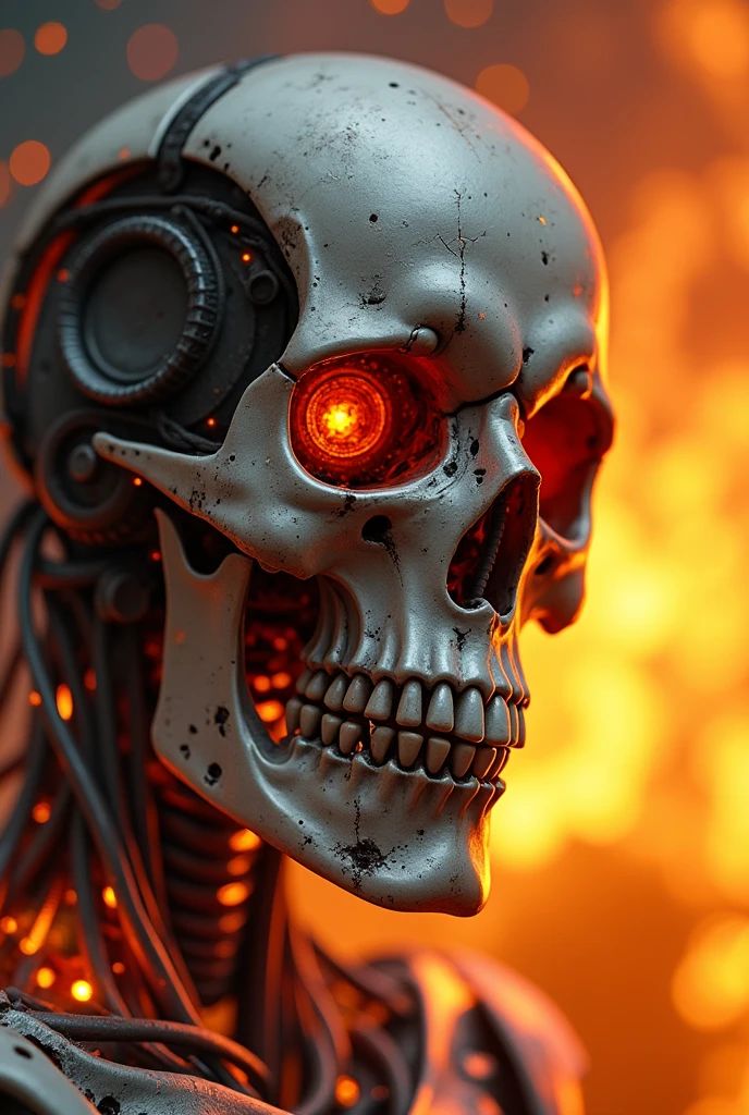 Robot skull in the Fire
