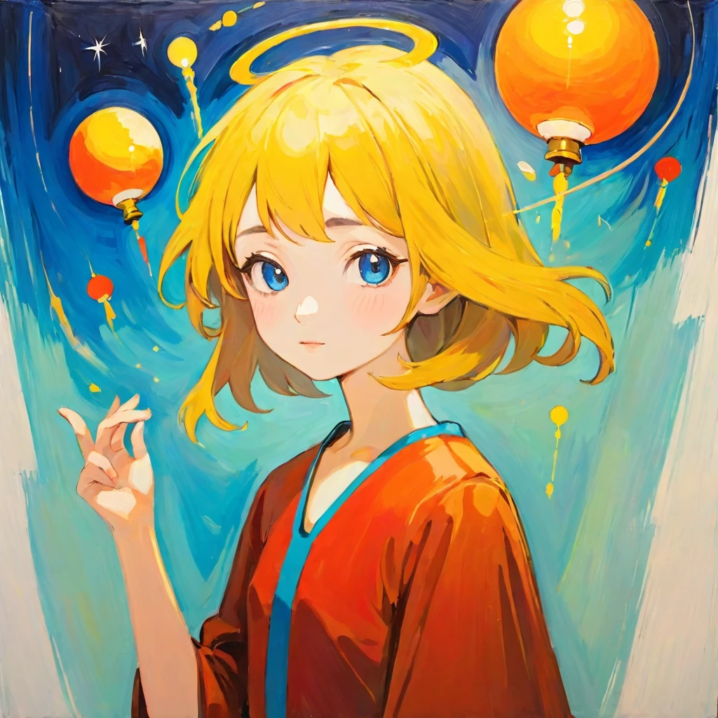 The girl who says no, Amy Earls, abstract expressionism, Looks boring, gesture, Whimsical、Transform、Fortune telling