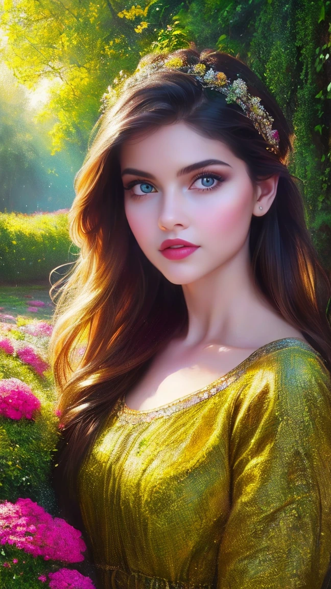 A girl in a garden,half:illustration,beautiful detailed eyes,beautiful detailed lips,Extremely detailed eyes and face,long eyeslashes,High Resolutions,ultra detailed,fotorrealist,vivid colors,bokeh,Portraits,warm tones,soft lighting, (The best quality,4k,8k,High Resolutions,masterpiece:1.2),ultra detailed,(realist,fotorrealist,fotorrealist:1.37),classical,Amazing,beautiful detailed eyes,beautiful detailed lips,Extremely detailed eyes and face,long eyeslashes,oil painting style,Canvas texture,old fashioned dress,Golden lighting,Garden landscape,colorful flowers,romantic atmosphere,vintage colors,soft sunlight,serene expression,elegant pose
INFO