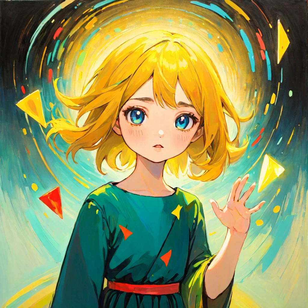 Reluctant girl, Amy Earls, abstract expressionism, I hate itように見える, gesture, Whimsical、Transform、Fortune telling、I hate it