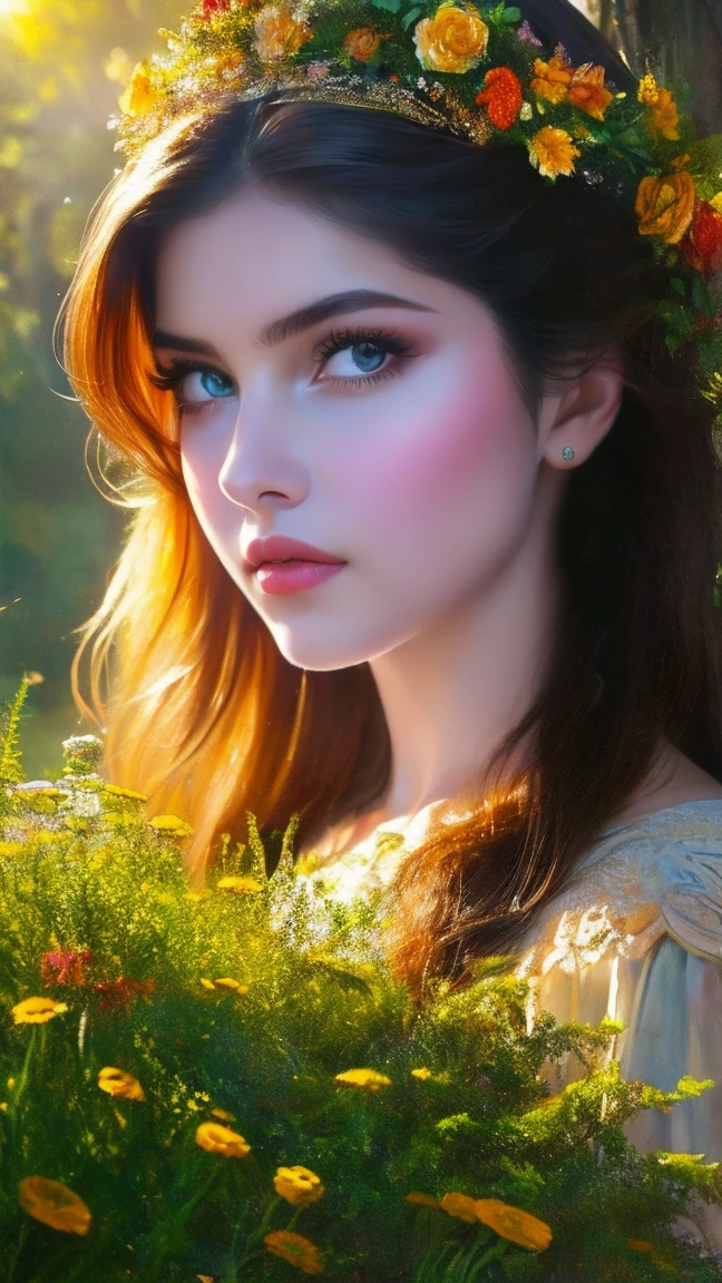 A girl in a garden,half:illustration,beautiful detailed eyes,beautiful detailed lips,Extremely detailed eyes and face,long eyeslashes,High Resolutions,ultra detailed,fotorrealist,vivid colors,bokeh,Portraits,warm tones,soft lighting, (The best quality,4k,8k,High Resolutions,masterpiece:1.2),ultra detailed,(realist,fotorrealist,fotorrealist:1.37),classical,Amazing,beautiful detailed eyes,beautiful detailed lips,Extremely detailed eyes and face,long eyeslashes,oil painting style,Canvas texture,old fashioned dress,Golden lighting,Garden landscape,colorful flowers,romantic atmosphere,vintage colors,soft sunlight,serene expression,elegant pose
INFO