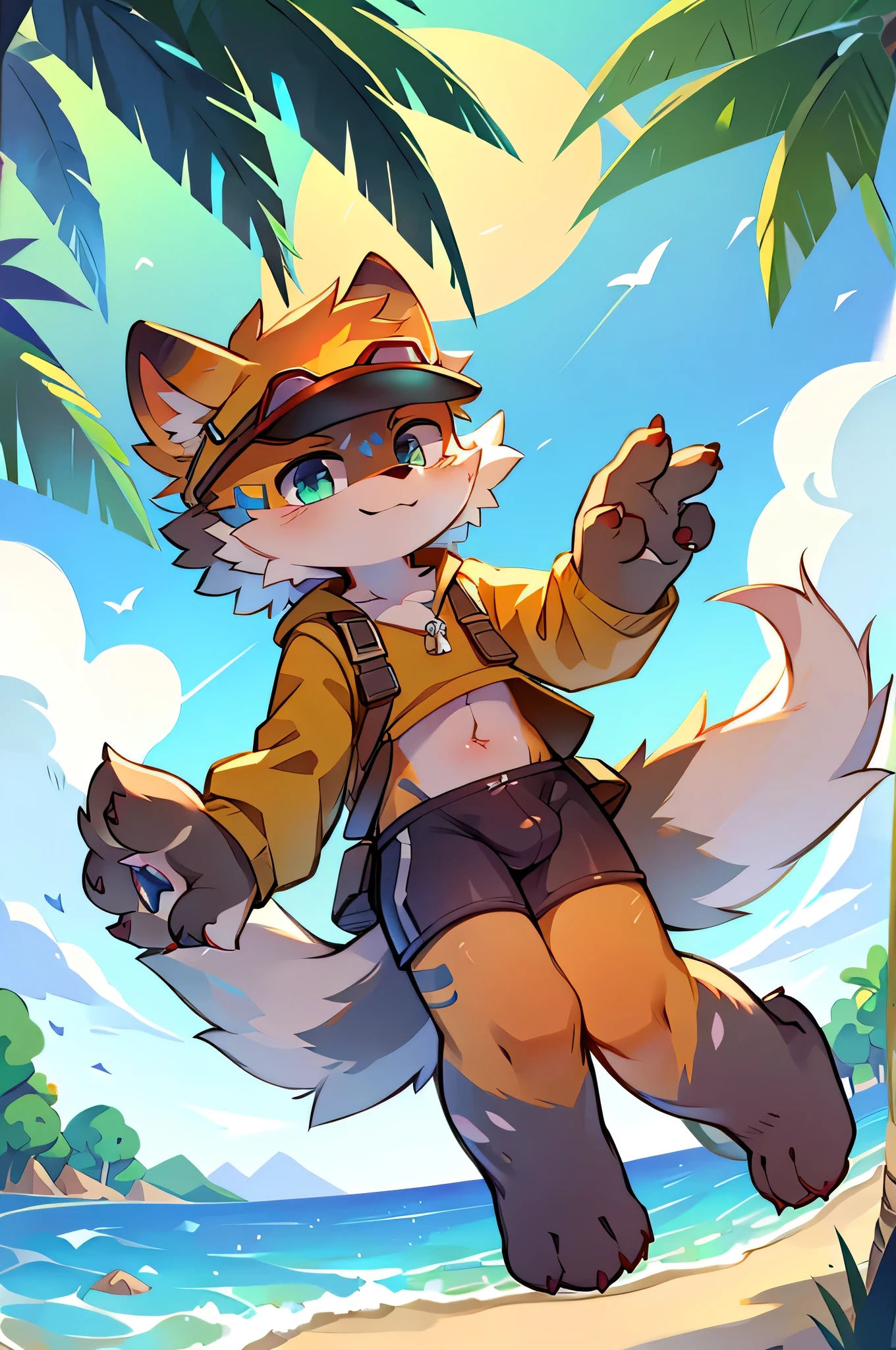 Mammals, Furry, male, solo, , visor,  summer,