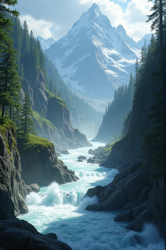 Deep mountain river