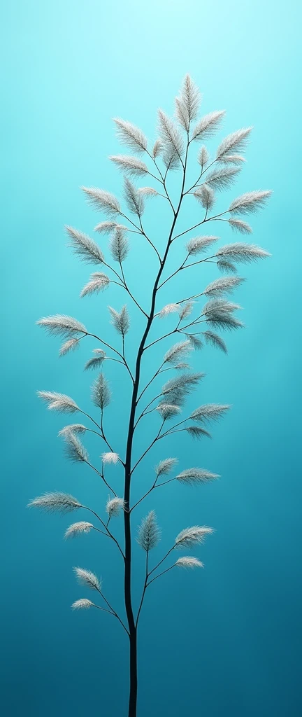 Sea plant Posidonia oceanica on baby blue background