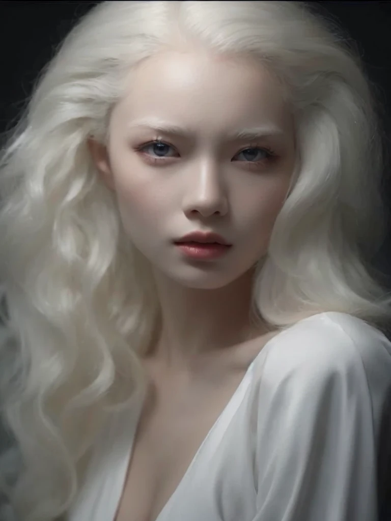 ultra high res, masterpiece, best quality ,perfect glossy shiny skins, perfect lighting, Woman. Korean. Albinism. 40 years version. Beautiful face.