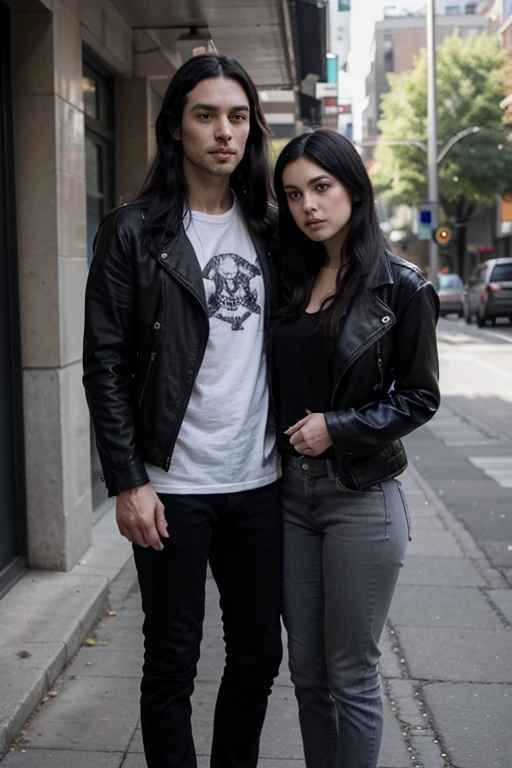 young man, metalhead, age 25, goth, pale skin, small goatee,