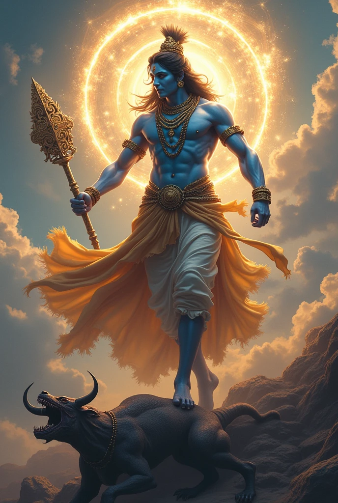 Sri Krishna with sudarshana chakra and kills shishupal with it