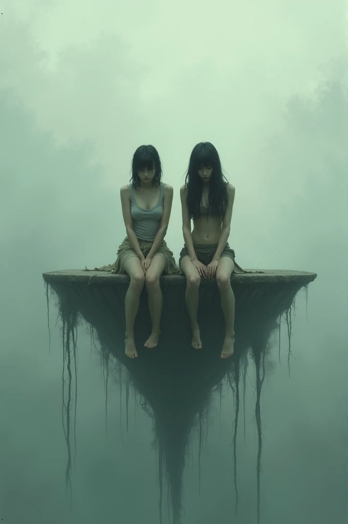 Women sitting on a floating platform parents like skinny dirty