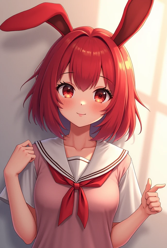 Anime girl with red bunny ears and yellow nose, furra way