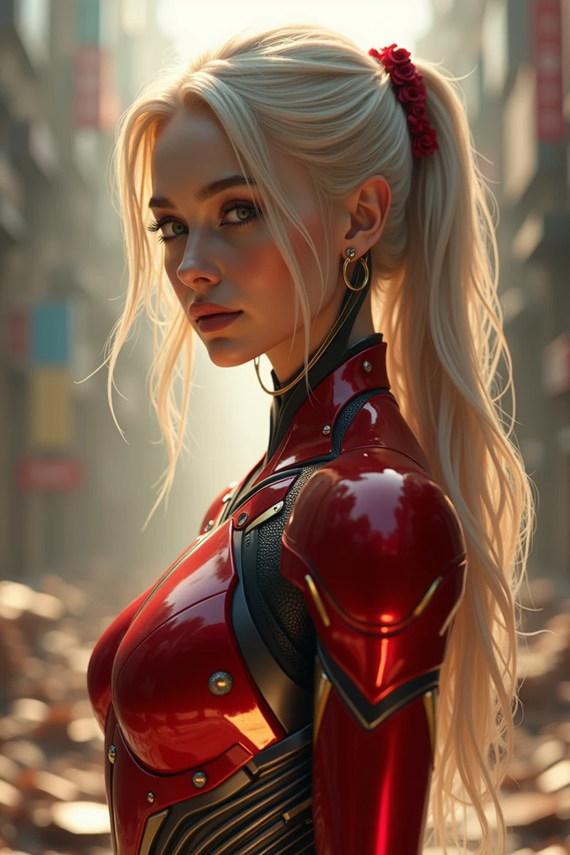 (1 girl:1.3), Alone,__body parts__, official art, unity wallpaper 8k, ultra detailed, beautiful and aesthetic, beautiful, masterpiece, Best Quality, raw, masterpiece, super fine photo,, Best Quality, super high resolution, photorealistic, sunlight, full body portrait, stunningly beautiful,, dynamic pose, delicate face, vibrant eyes, (side view), she carries a futuristic Iron Man robot., red and gold, Highly detailed abandoned warehouse background, detailed face, detailed complex busy background, disordered, gorgeous, milky, very detailed skin, realistic skin details, visible pores, sharp focus, volumetric fog, 8k hd, digital slr camera, high quality, film grain, White skin, photorealism, lomography, Expanding metropolis in a futuristic dystopia, view from below, translucent, visible private parts
