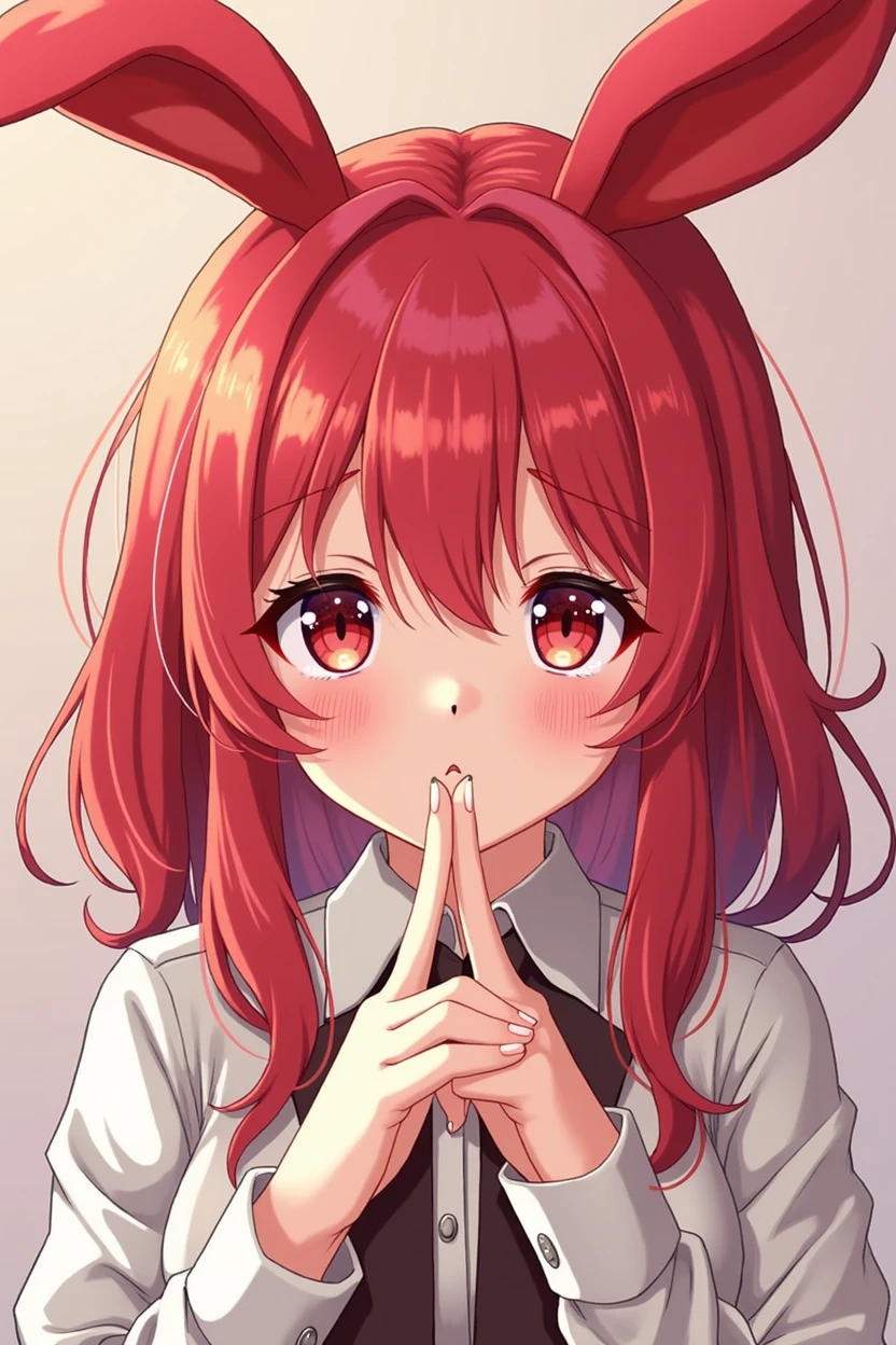 Anime girl with red bunny ears and yellow nose, furra way 