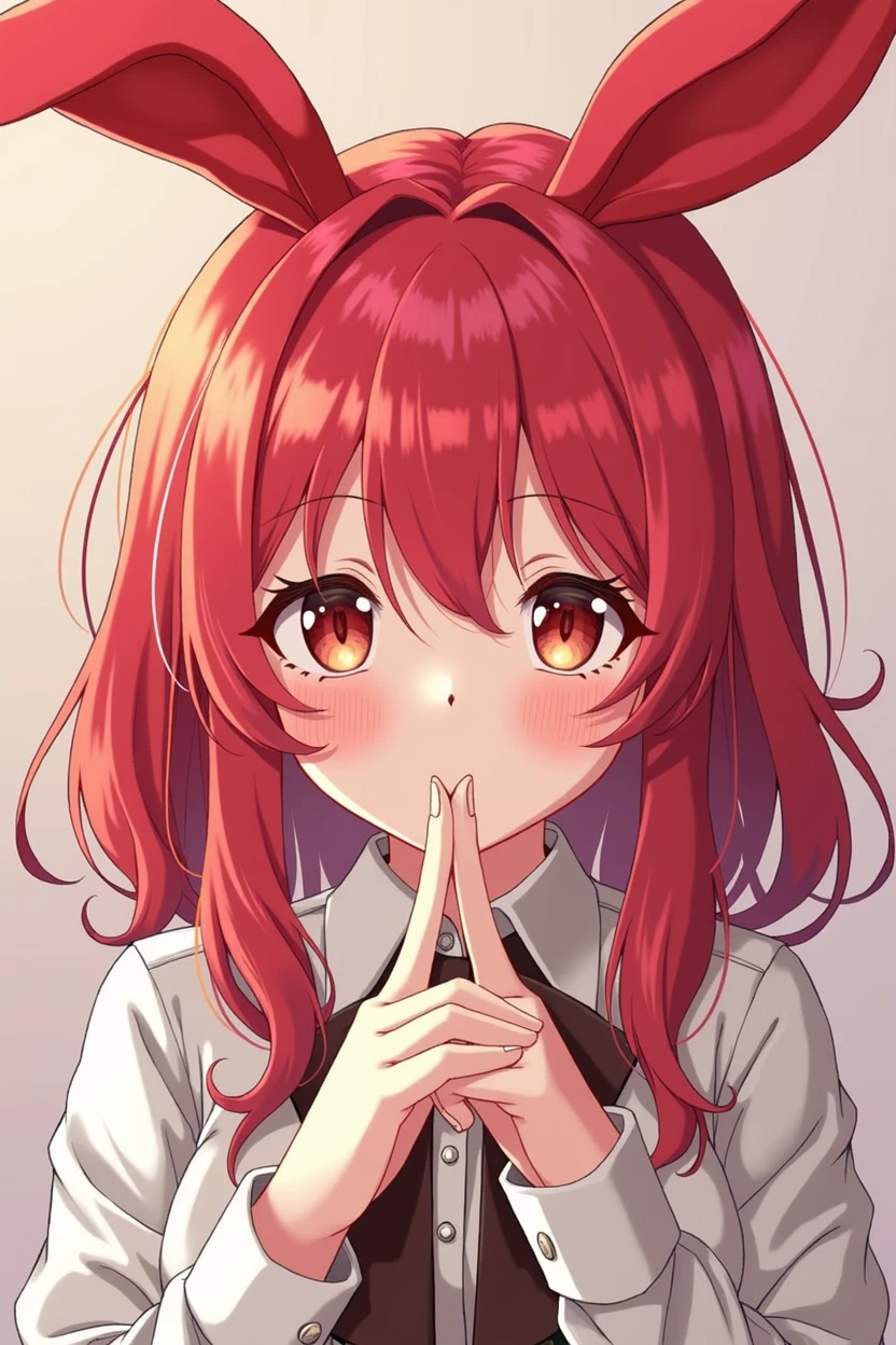Anime girl with red bunny ears and yellow nose, furra way