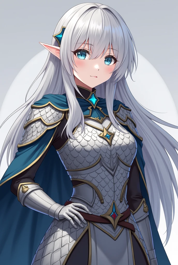 Silver Haired Girl,Grey Dragon Scale Armor,grayswander,yender&#39;s amulet ,Anime Style