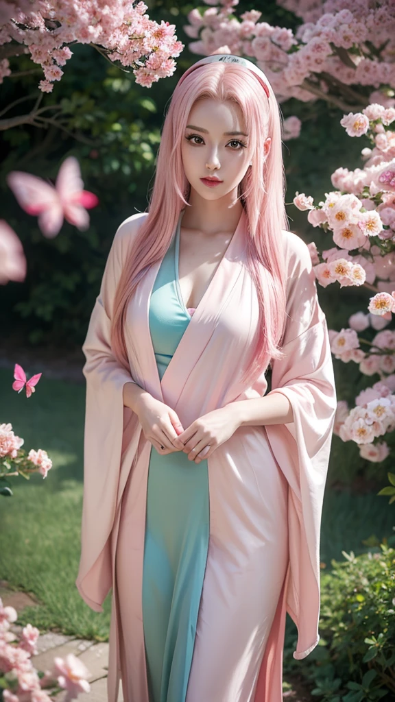 "Perfect portrait,4K,A pink-haired，climaxing，shuang，lovemaking，Not anymore，eye closeds，enjoying，Stick out your tongue，A pair of hands，A pair of legs，get down on the bed，Green cheongsam，green high heels，"