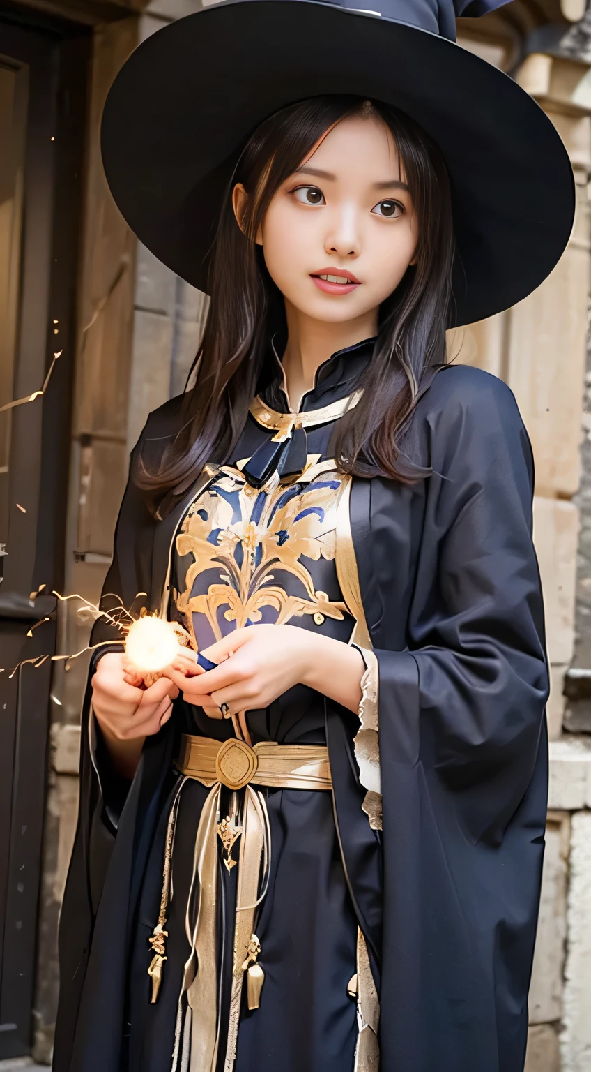 (Skin Dentition:1.5), Realistic, Realistic, (masterpiece:1.5), Concept Art, ((Witch Costume:1.4))、((Full body shot:1.4))、Intricate details, Very detailed, Realistic, Octane Rendering, 8k, Unreal Engine, Dynamic pose, Highest quality, High resolution, (Realistic Face:1.1), (Super realistic:1.1), ((full_body)), Perfect Eyes,(Glowing Skin:1.2), (((Hairstyle))), (((Perfect hands))), (Very detailed background), ((Dynamic Background)), ((lightning)), (light), ((One girl)), Wearing a cape, (((Flowing Cape))), ((Detailed eyes, High quality eyes, High quality face)), (Very complicated robe, magical robes), short hair, casting lightning, electricity, Swirling Fire, Radiation Force, spark, cigarette, magic, ((dramatic)), amazing, battlefield, Depth of written boundary, bokeh, 4K, Gothic, human, particle
