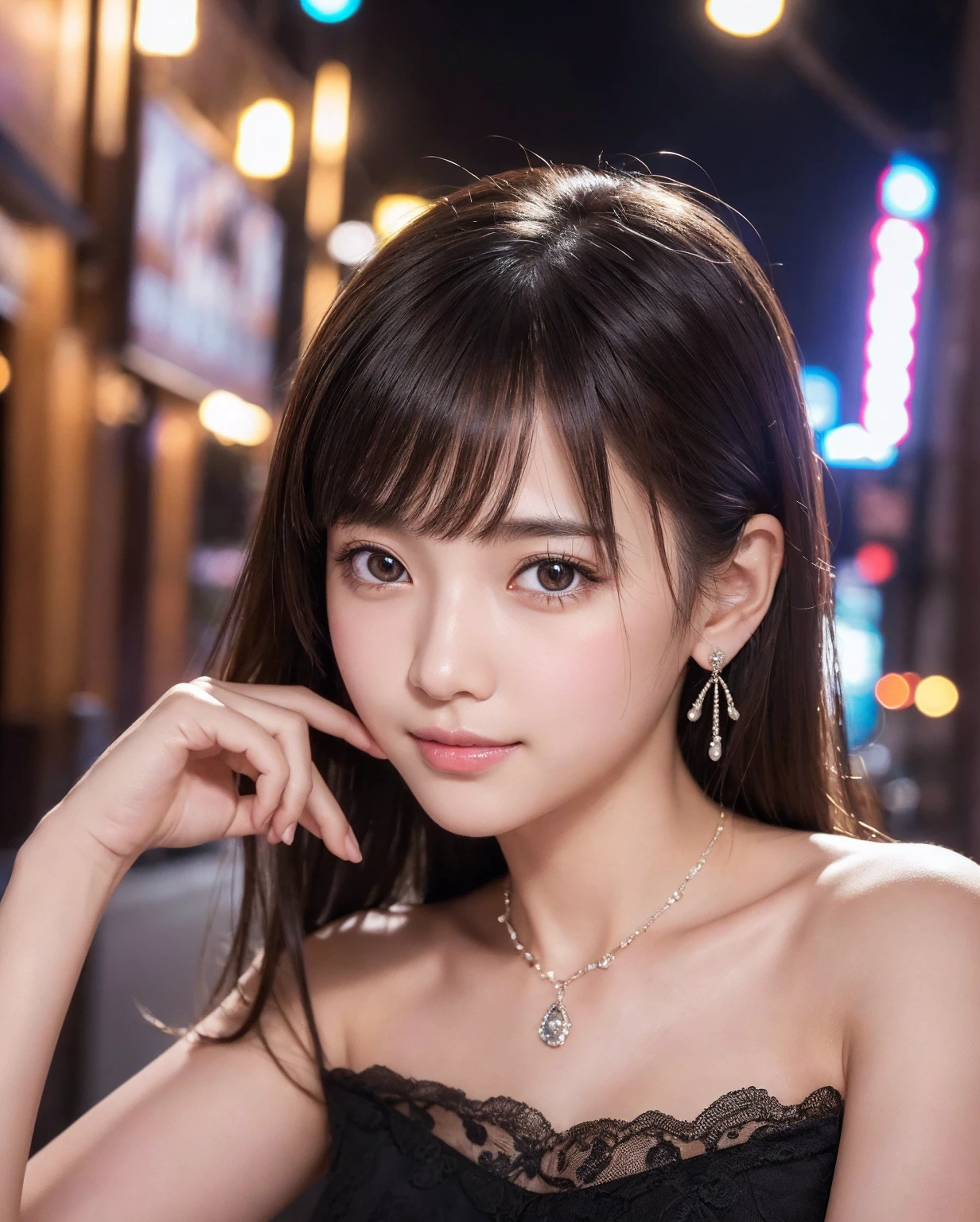 (((Highest qualityのフルヌード)))、(((NSFW))),(((Hairy pubic hair)))、(8k, RAW Photos, Highest quality, masterpiece: 1.2), Very detailed, Super Resolution, (Genuine, Genuine photos: 1.37), Portraiture, High-quality RAW color photos, Professional photos, Very detailed and beautiful new, Very detailed, 8k wallpaper, Amazing details, Large file size, Official Art, Very detailed CG Unity 8k wallpaper, Very detailed beautiful girls, Very detailed facesHighly detailed eyes, Very fine skin, Very detailed fingers, Very small nose, Very detailed detailed mouth, Perfect Anatomy, Detailed Background,20th generation, cute girl, Genuineistic body, White skin, Glowing Skin, (Blunt bangs: 1.2), smile, cute, cute face, Genuineistic face, Delicate eyes, Saggy eyes, Earrings, necklace、Looking into the camera, Dynamic Lighting, (Gorgeous nightclub background1.2)、(Dynamic Sexy Pose 2)
