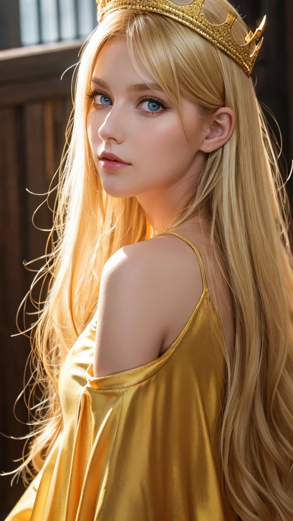 Blonde, Golden Eyes, crown,