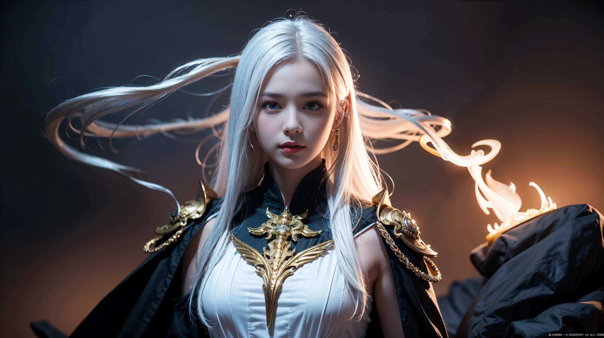 poRtRait, Beautiful woman, wHite HaiR, oRnate dRess, (long HaiR in waves like smoke):0.85 , confident expRession, detailed, 16K, sf, intRicate aRtwoRk masteRpiece, Unlucky, matte painting movie posteR, golden Ratio, tRending on cgsociety, intRicate, amazing, tRending on aRtstation, By Artgerm, H. R. Giger and Beksinski, HigHly detailed, vibRant, pRoduction cinematic cHaRacteR RendeR, ultRa HigH quality model:1