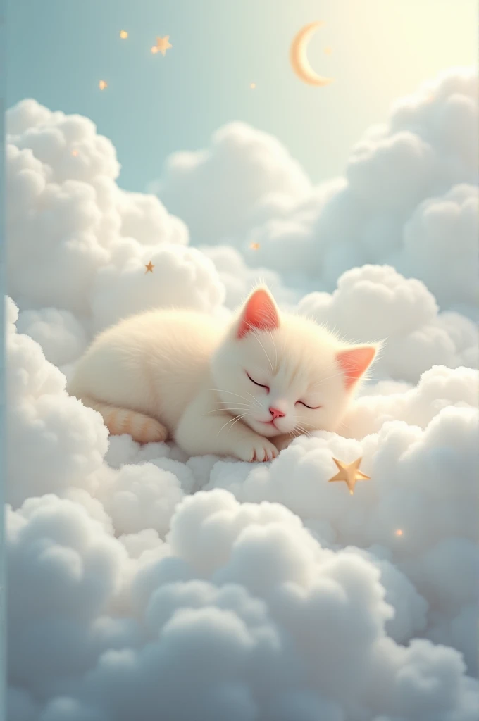 An attractive image of cute cat sleeping on clouds

