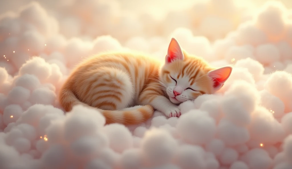 An attractive image of cute cat sleeping on clouds