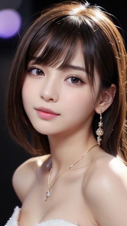 (((highest qualityのNSFW))),(((Hairy pubic hair)))、(8k, RAW Photos, highest quality, masterpiece: 1.2), Very detailed, Super Resolution, (Genuine, Genuine photos: 1.37), Portraiture, High-quality RAW color photos, Professional photos, Very detailed and beautiful new, Very detailed, 8k wallpaper, Amazing details, Large file size, Official Art, Very detailed CG Unity 8k wallpaper, Very detailed beautiful girls, Very detailed facesHighly detailed eyes, Very fine skin, Very detailed fingers, Very small nose, Very detailed detailed mouth, Perfect Anatomy, Detailed Background,20th generation, cute girl, Genuineistic body, White skin, Glowing Skin, (Blunt bangs: 1.2), smile, cute, cute face, Genuineistic face, Delicate eyes, Saggy eyes, Earrings, necklace、Looking into the camera, Dynamic Lighting, (Gorgeous nightclub background1.2)、(Dynamic Sexy Pose 1.2)