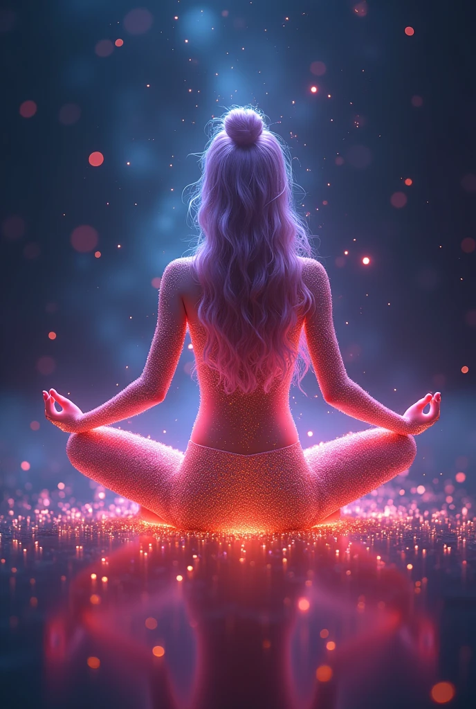 Pre-Girl，meditate with your legs crossed, in the center，Very bright color, Particles of light, The light shines, Musibu, Wallpaper Art, UHD wallpaper
