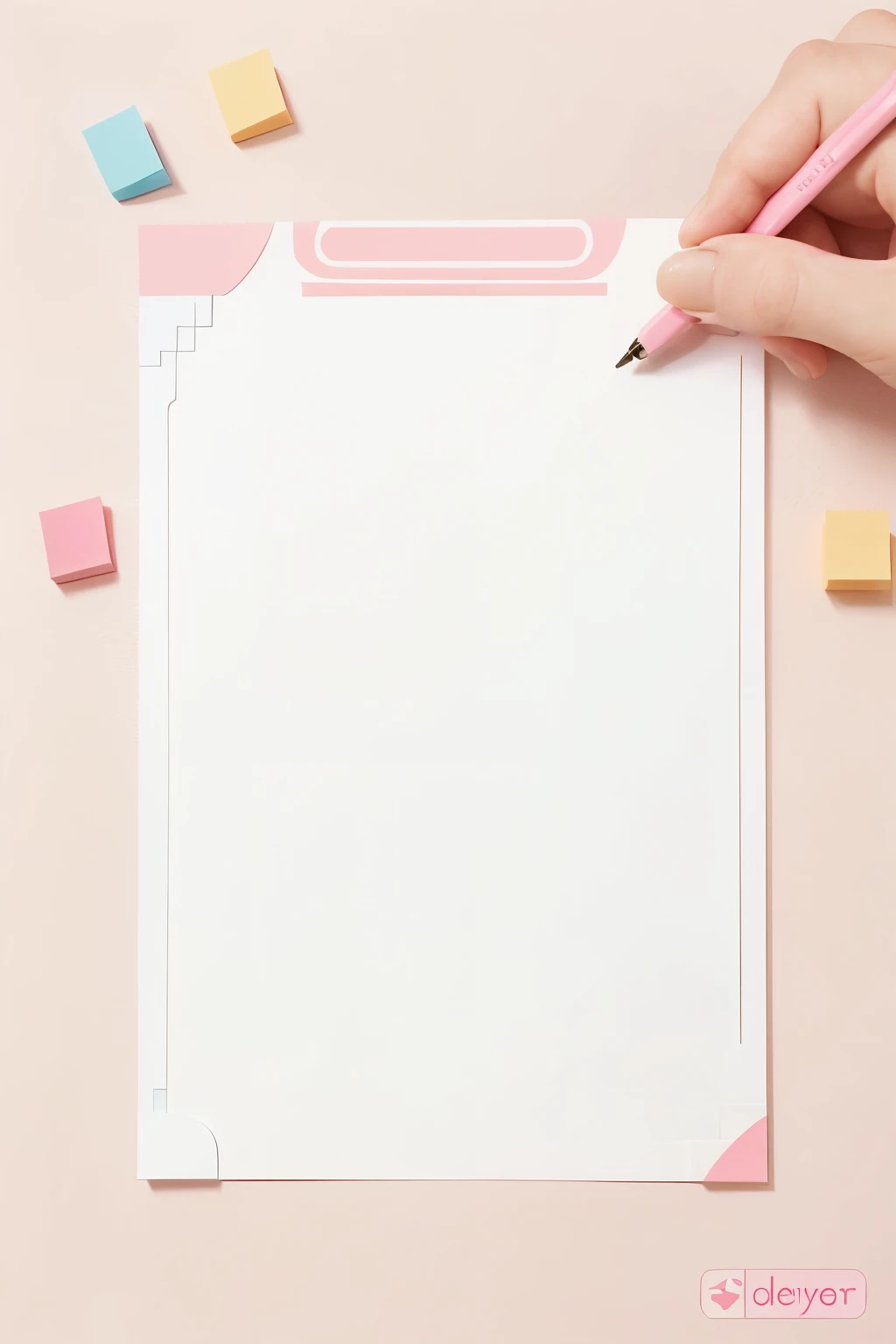 banner design for digital memo and sticky note with cute theme and soft colour and 1080x1080 size