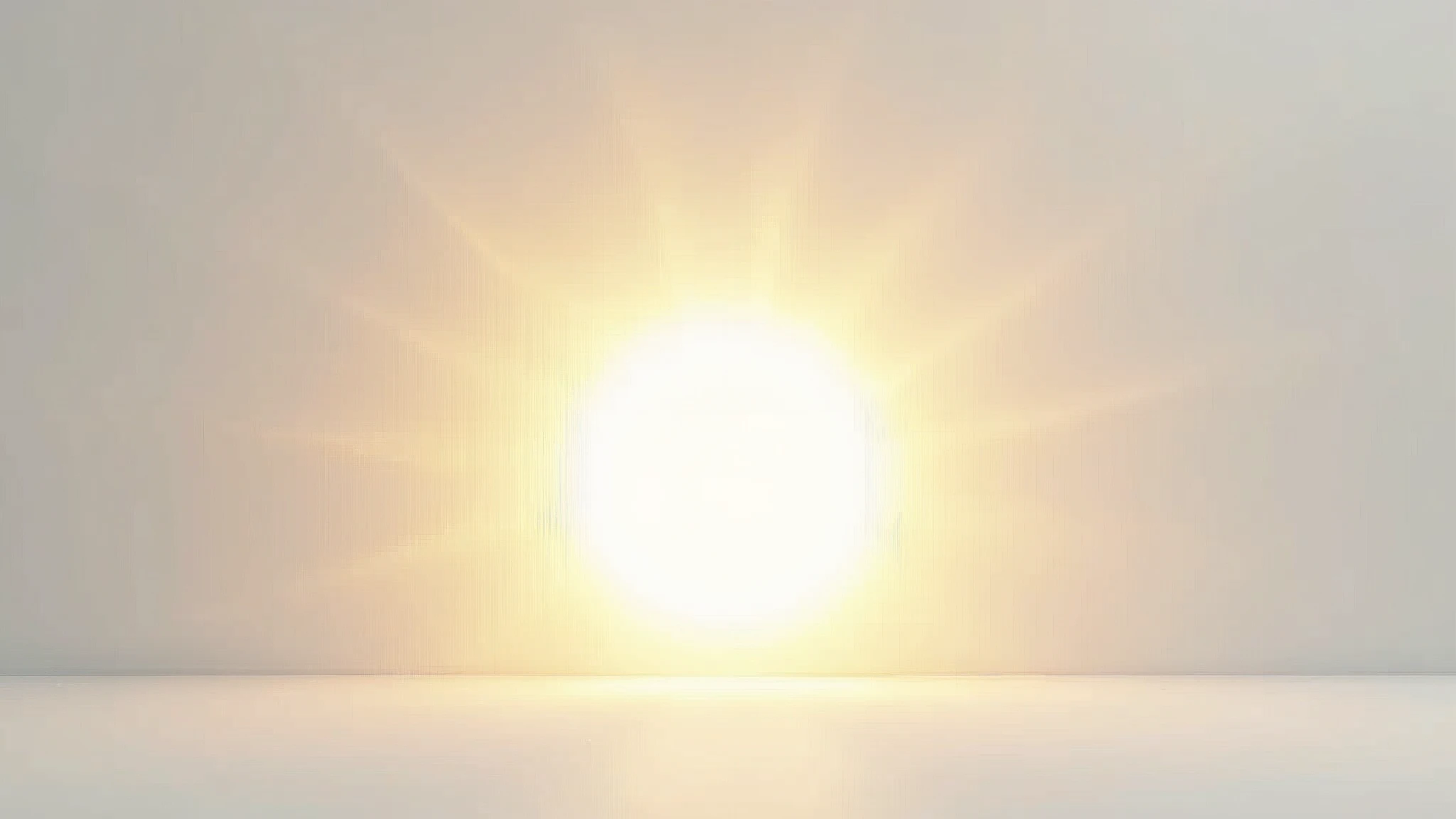 : A bright sun shining intensely on a smooth, pristine white background, with soft shadows subtly forming around the edges of the sun. 8k