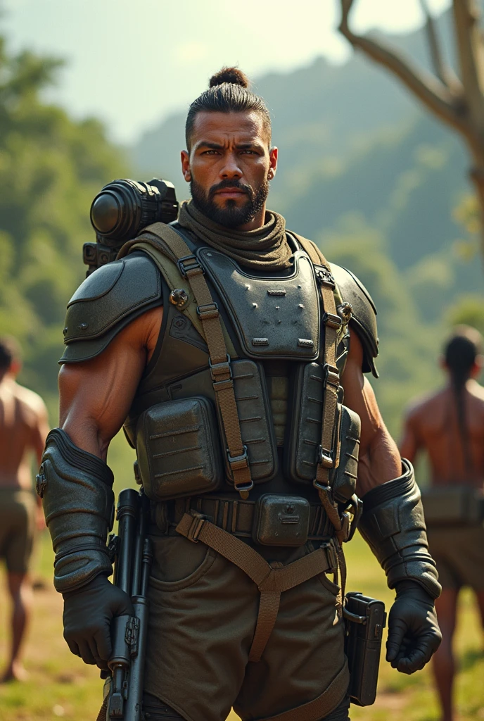 A time traveler A time traveler man is a super soldier who travels to 1498 to train the indigenous people in what would be Colombia. He trains them for a year, they become stronger and create better weapons such as longer range shotguns and create walls for their fortresses.