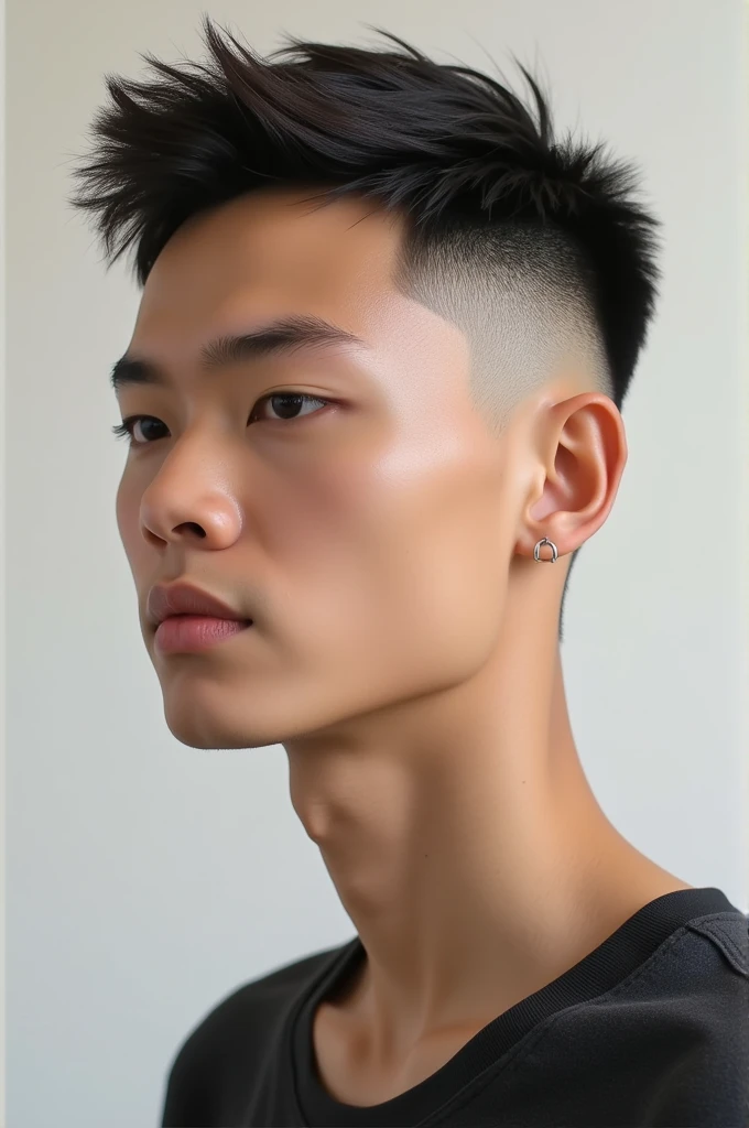 taper fade hair, front profile